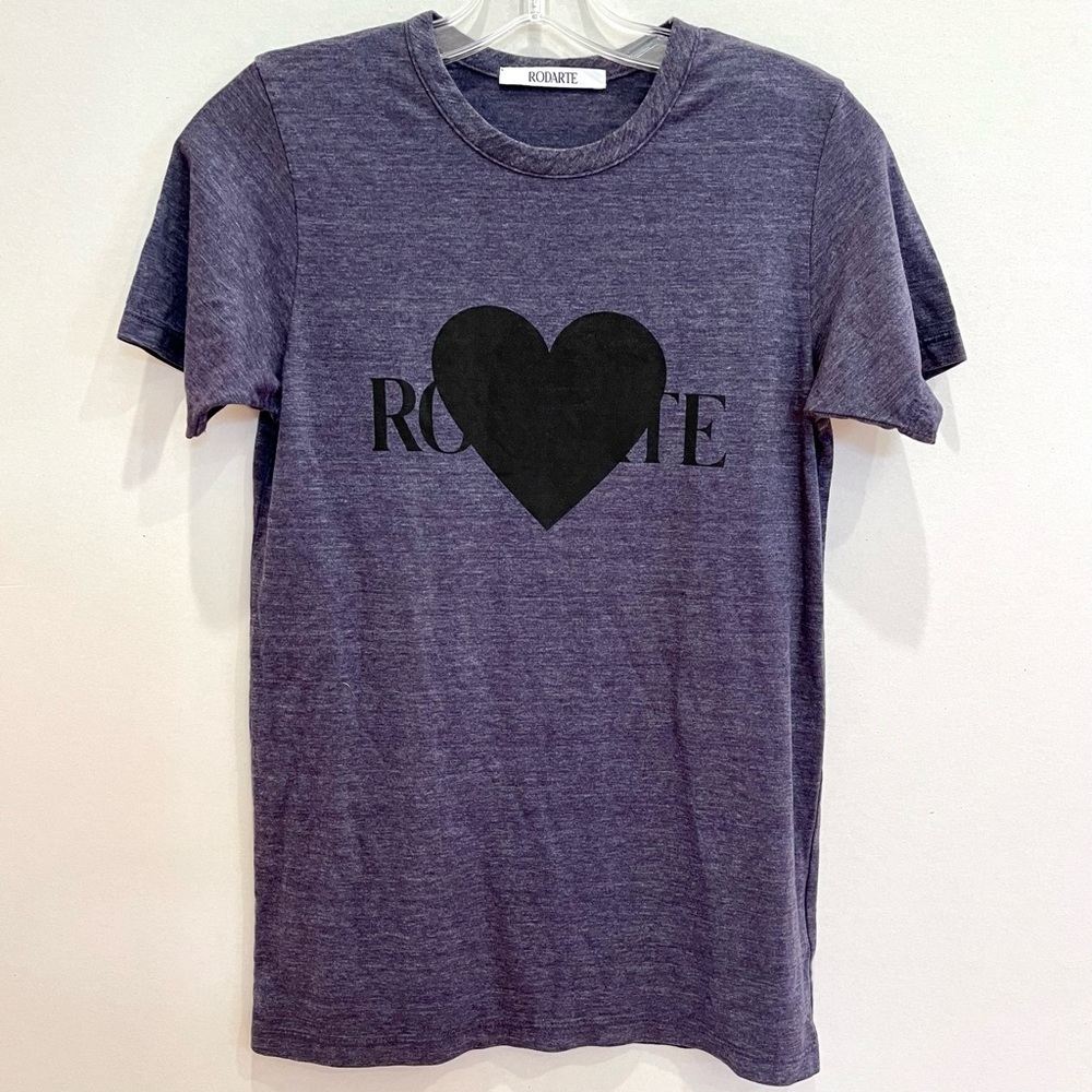 New Rodarte womens XS navy blue shirt with black heart logo design
